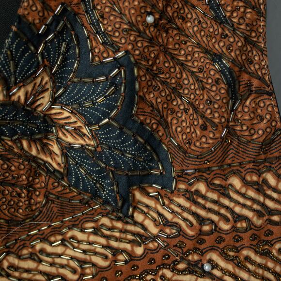 Ana Mori Vintage Beaded Vest - Made in Indonesia - Bold Ethnic Print - O/S - Picture 9 of 10
